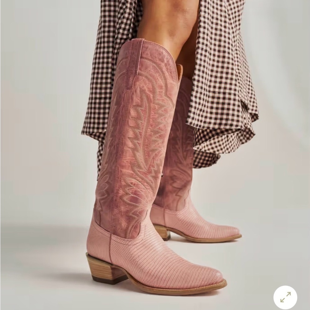 New In Box Tecovas The Abby Pink Frost Lizard Cowgirl Boots - Picture 7 of 7